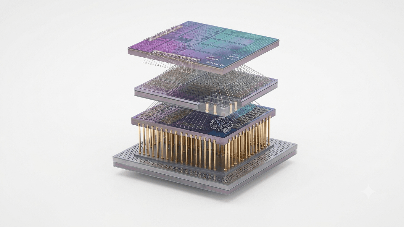 Surface EDGE Processor — 3-die 3D IC stack with BGA substrate